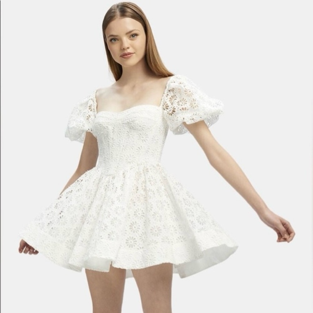 Bardot White Eyelet Floral Mini